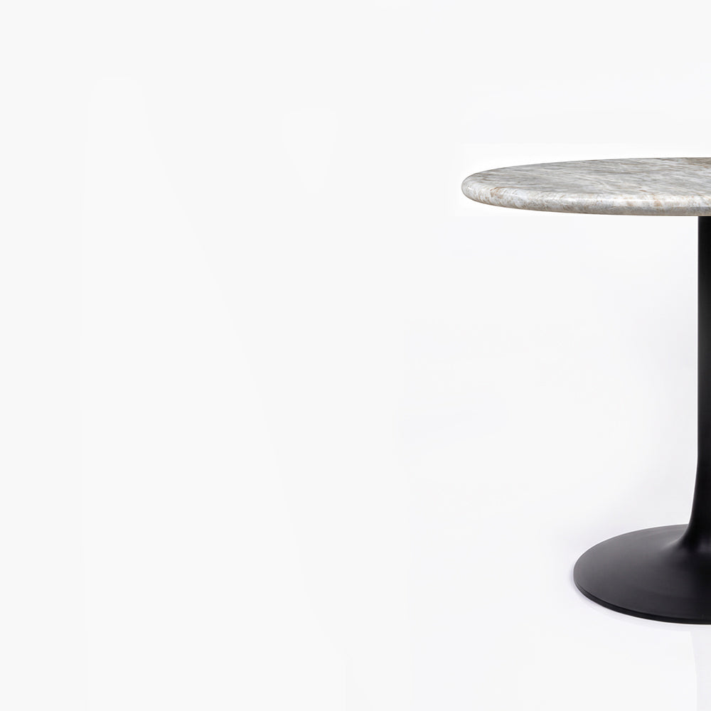 Elowen Sawar Marble Restaurant, Cafe & Bistro Table with Metal Legs - Large