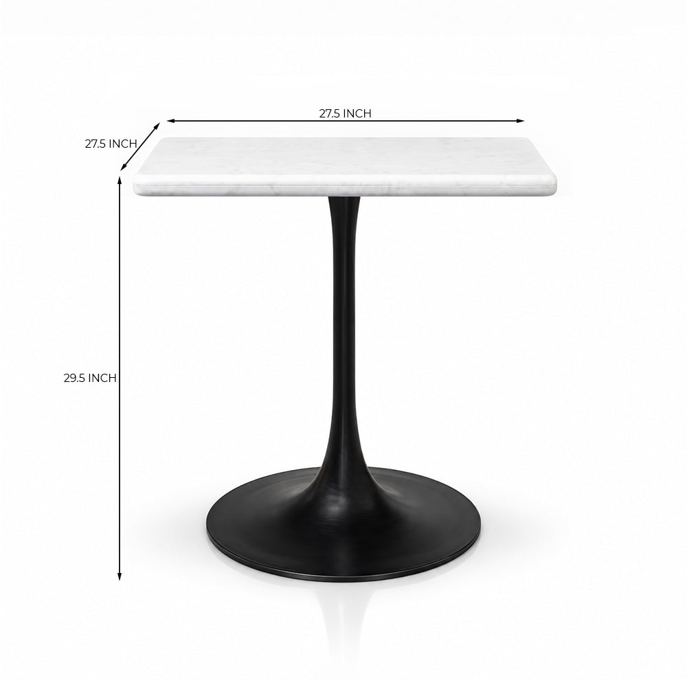 Calista White Banswara Marble Restaurant, Cafe & Bistro Table with Metal Legs - Medium