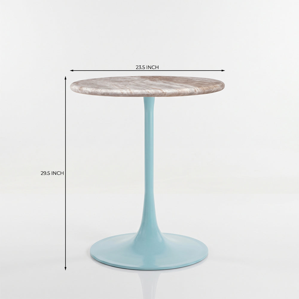 Lorcan White Banswara Marble Restaurant, Cafe & Bistro Table with Metal Legs - Small