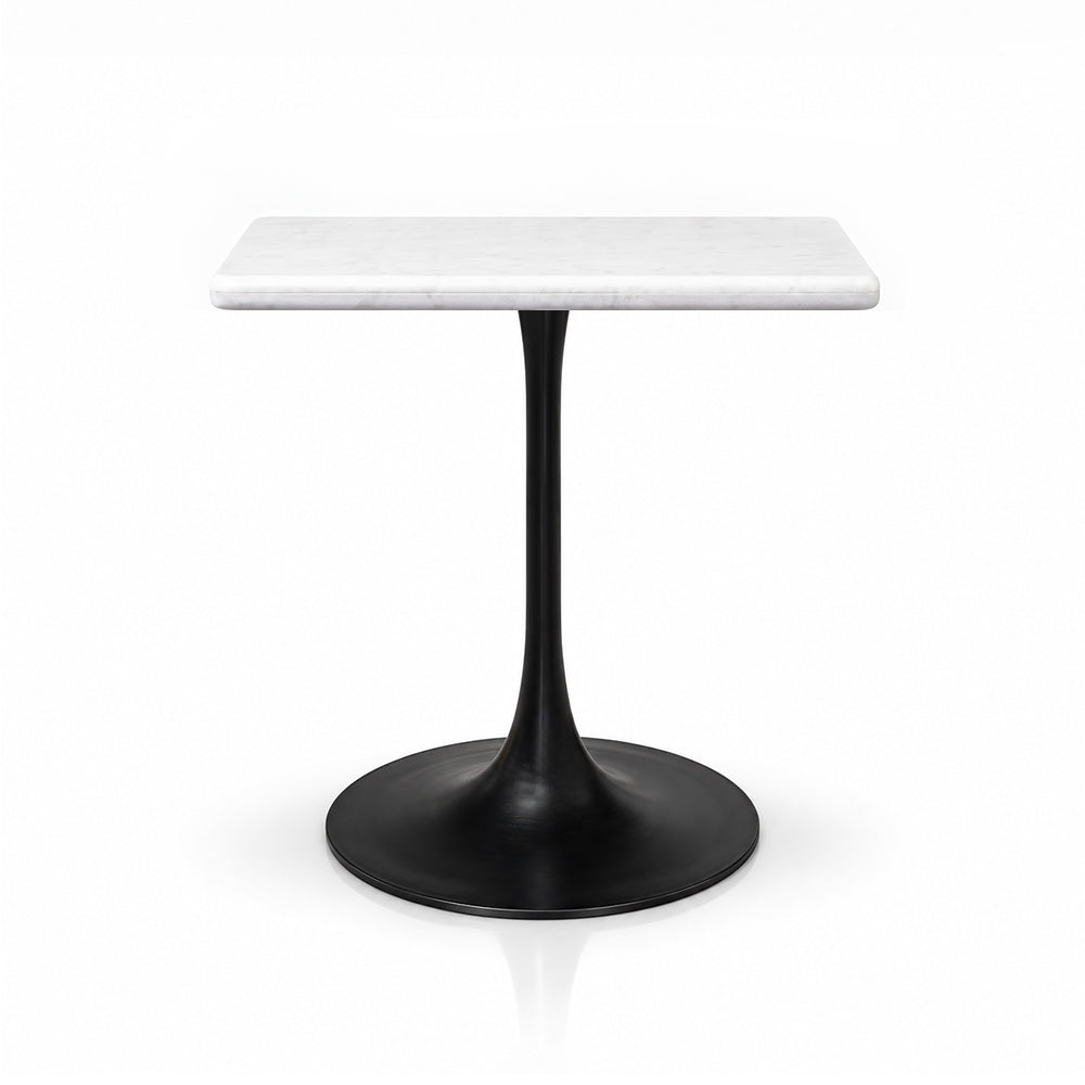 Calista White Banswara Marble Restaurant, Cafe & Bistro Table with Metal Legs - Medium