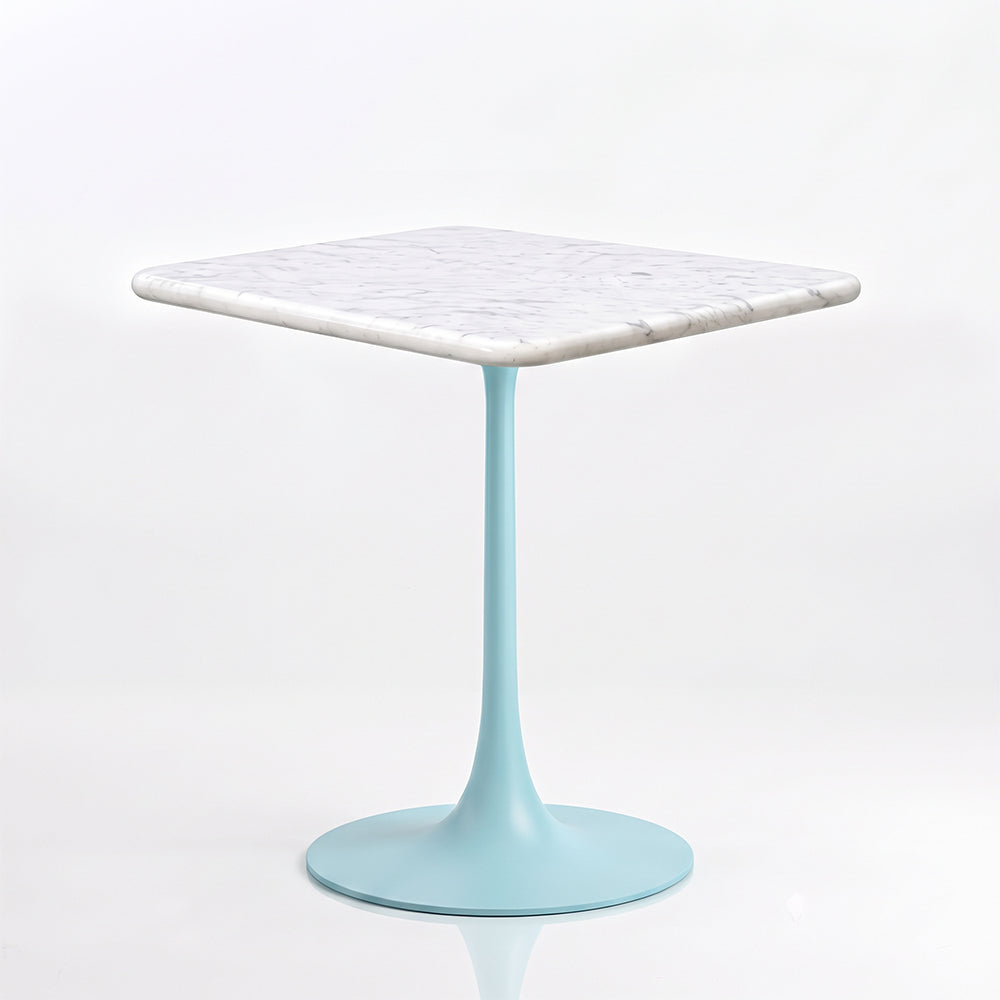 Hadrian White Banswara Marble Restaurant, Cafe & Bistro Table with Metal Legs - Small