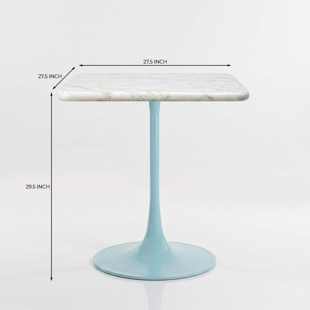 Hadrian White Banswara Marble Restaurant, Cafe & Bistro Table with Metal Legs - Medium