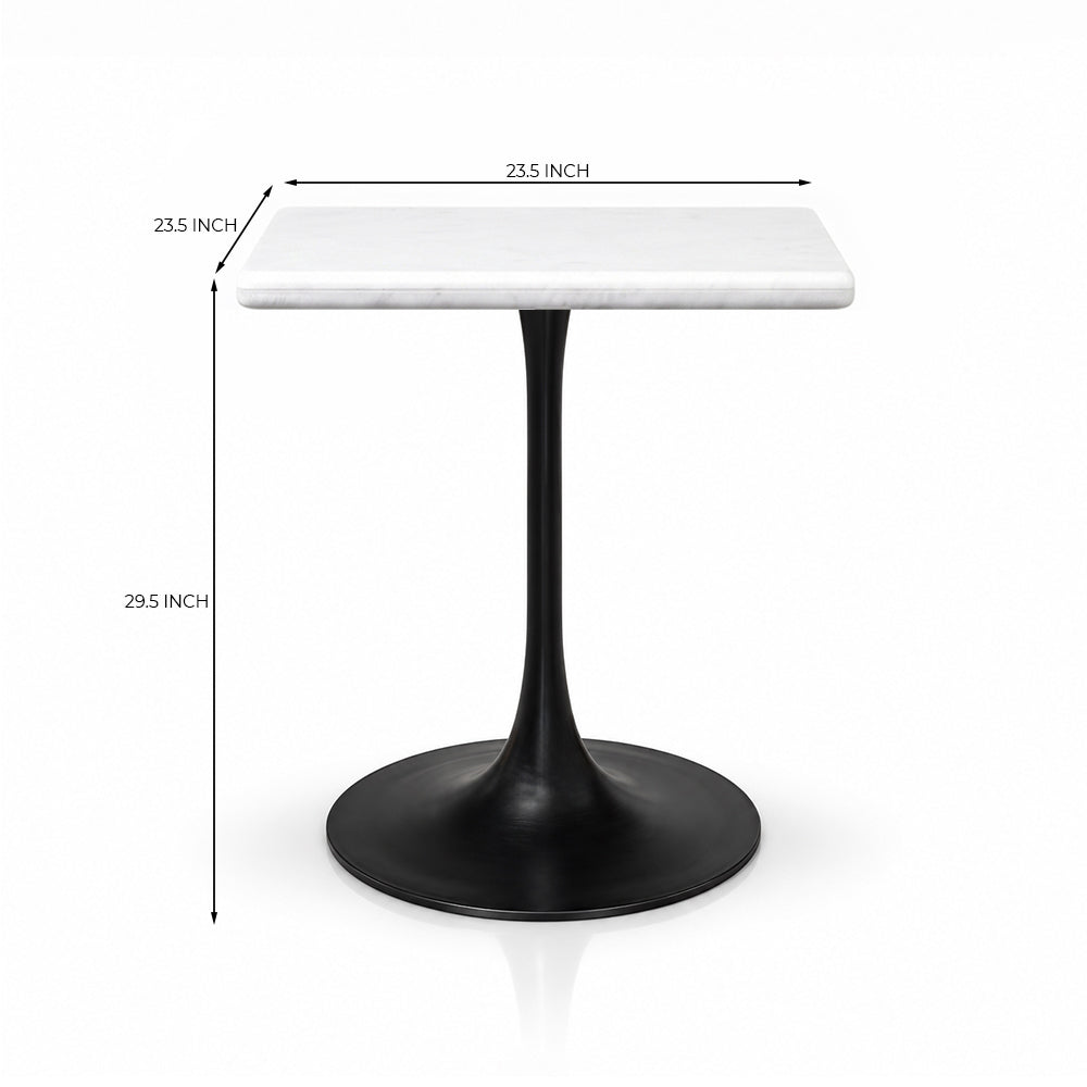 Calista White Banswara Marble Restaurant, Cafe & Bistro Table with Metal Legs - Small