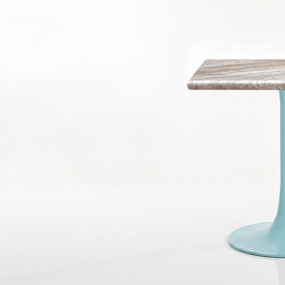 Jasper White Banswara Marble Restaurant, Cafe & Bistro Table with Metal Legs - Large