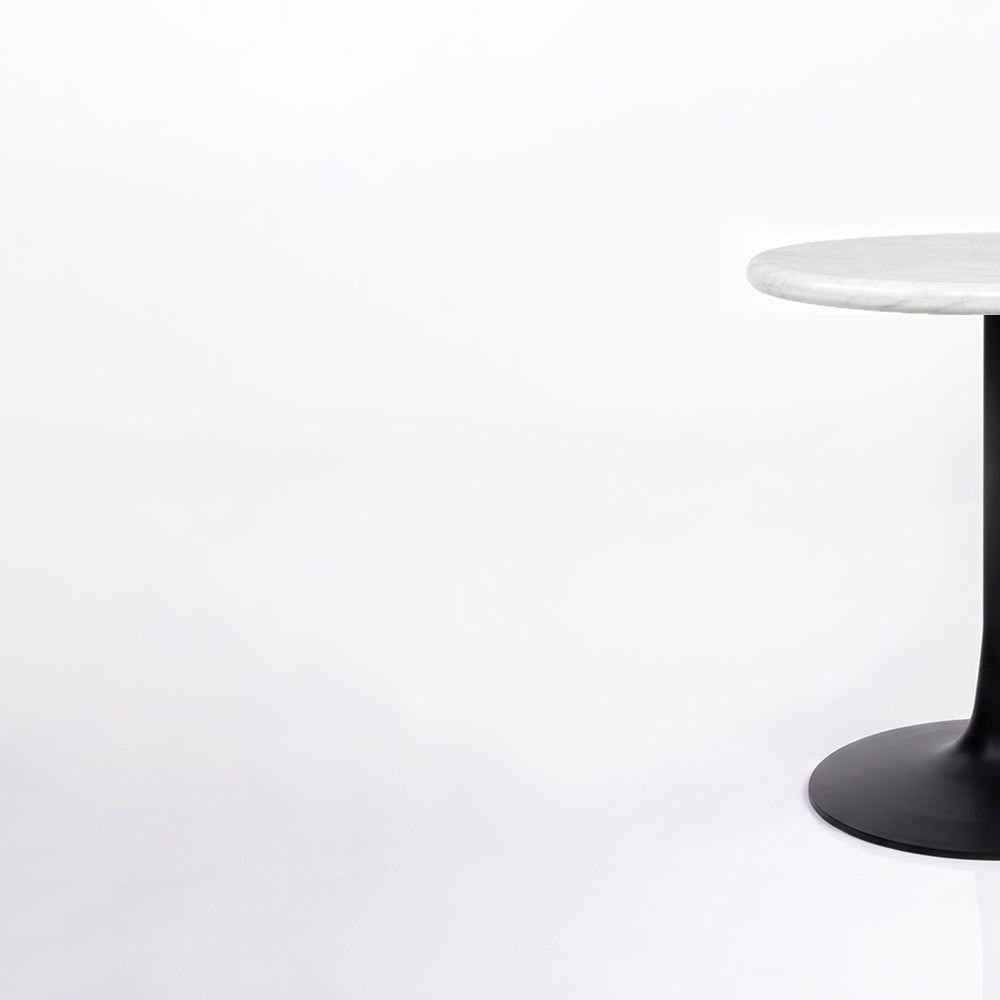 Thessaly White Banswara Marble Restaurant, Cafe & Bistro Table with Metal Legs - Small