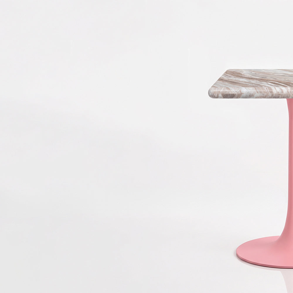Alaric Sawar Marble Restaurant, Cafe & Bistro Table with Metal Legs - Small