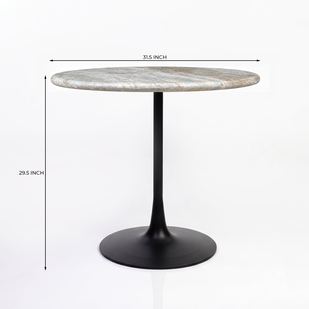 Elowen Sawar Marble Restaurant, Cafe & Bistro Table with Metal Legs - Large