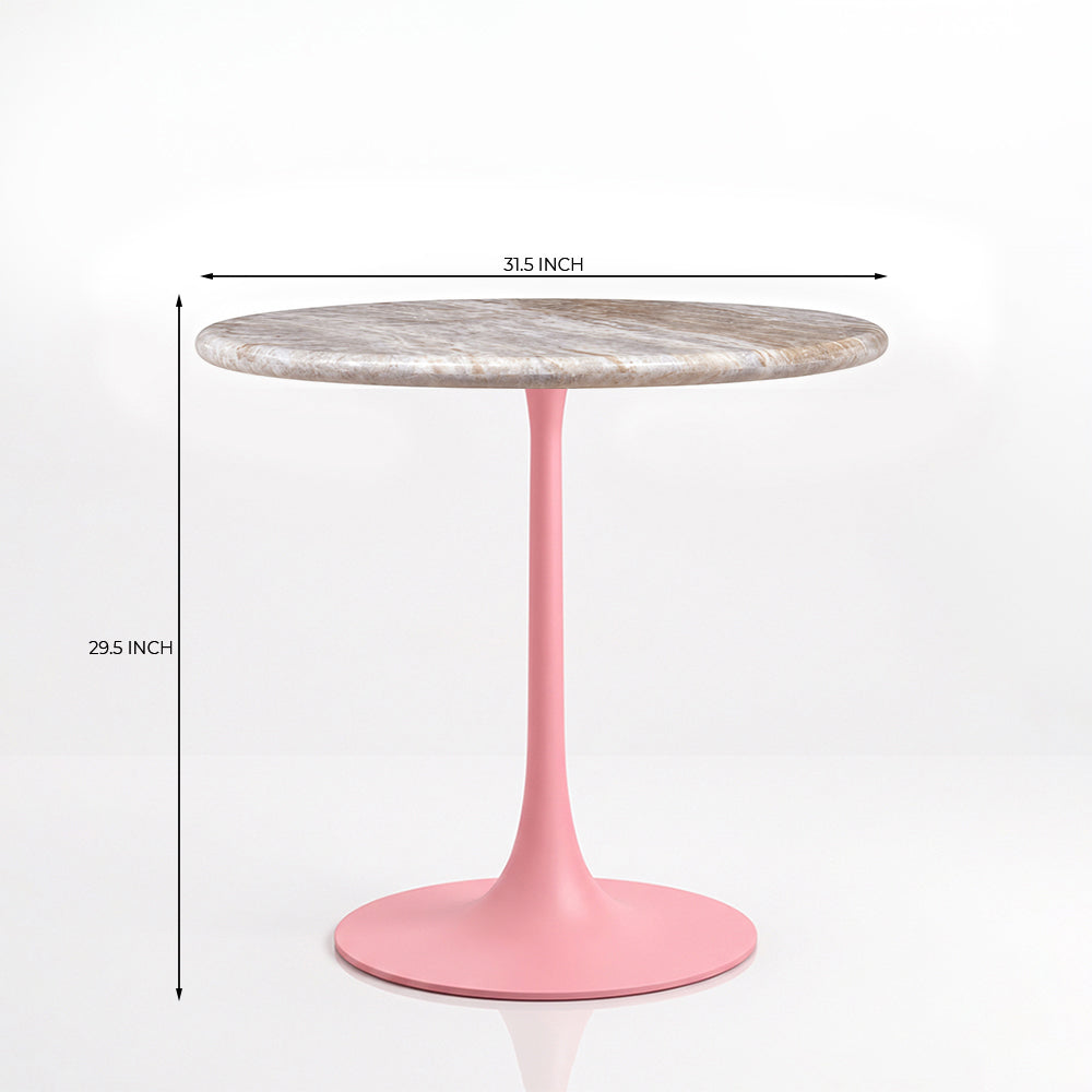 Evander Sawar Marble Restaurant, Cafe & Bistro Table with Metal Legs - Large