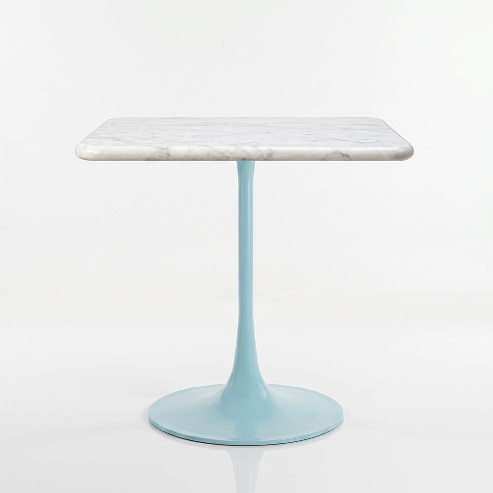 Hadrian White Banswara Marble Restaurant, Cafe & Bistro Table with Metal Legs - Large