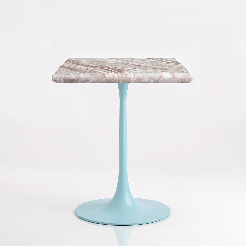 Kilian White Banswara Marble Restaurant, Cafe & Bistro Table with Metal Legs - Small