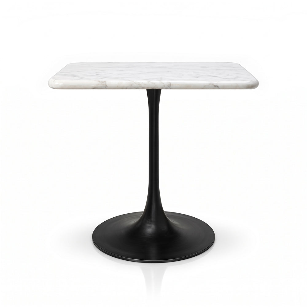 Marcello White Banswara Marble Restaurant, Cafe & Bistro Table with Metal Legs - Large