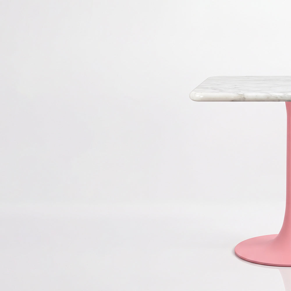 Isolde White Banswara Marble Restaurant, Cafe & Bistro Table with Metal Legs - Large