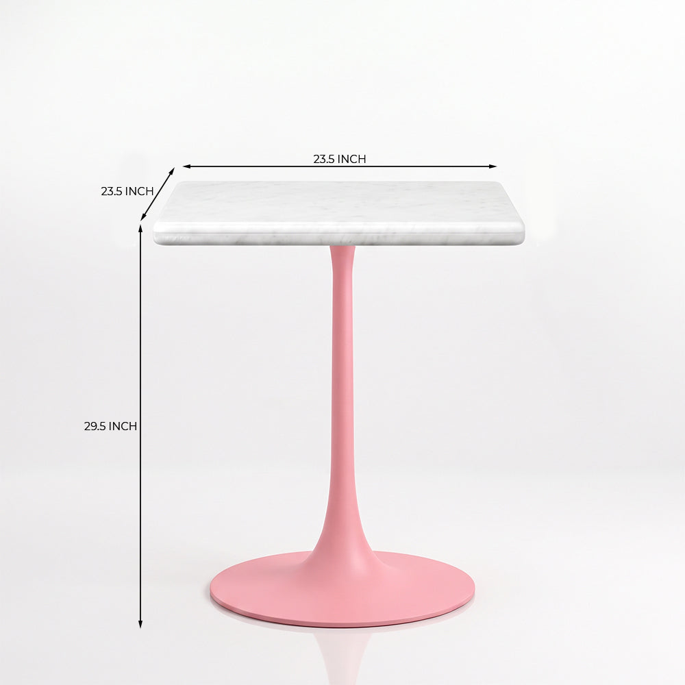 Leander White Banswara Marble Restaurant, Cafe & Bistro Table with Metal Legs - Small