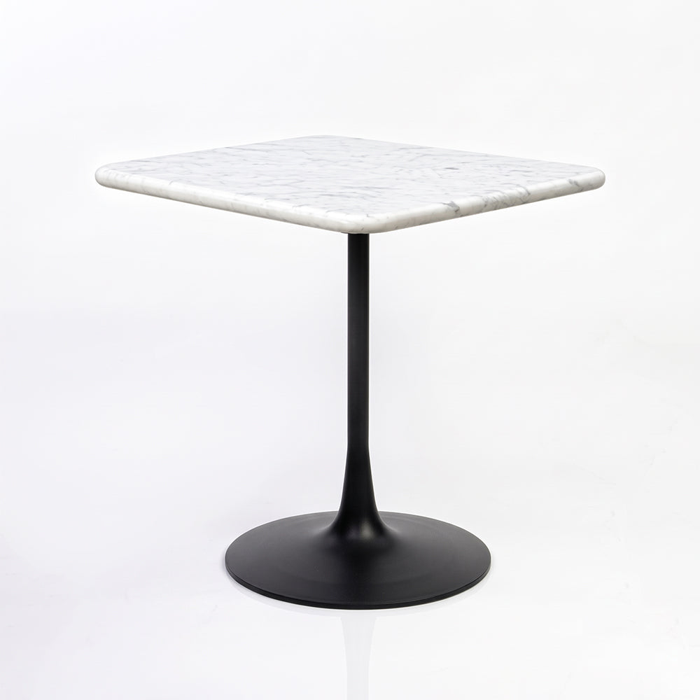 Marcello White Banswara Marble Restaurant, Cafe & Bistro Table with Metal Legs - Large