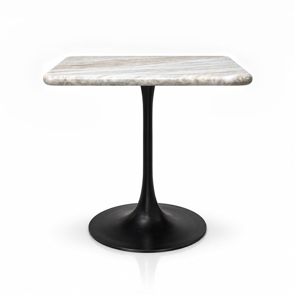 Dorian Sawar Marble Restaurant, Cafe & Bistro Table with Metal Legs - Large