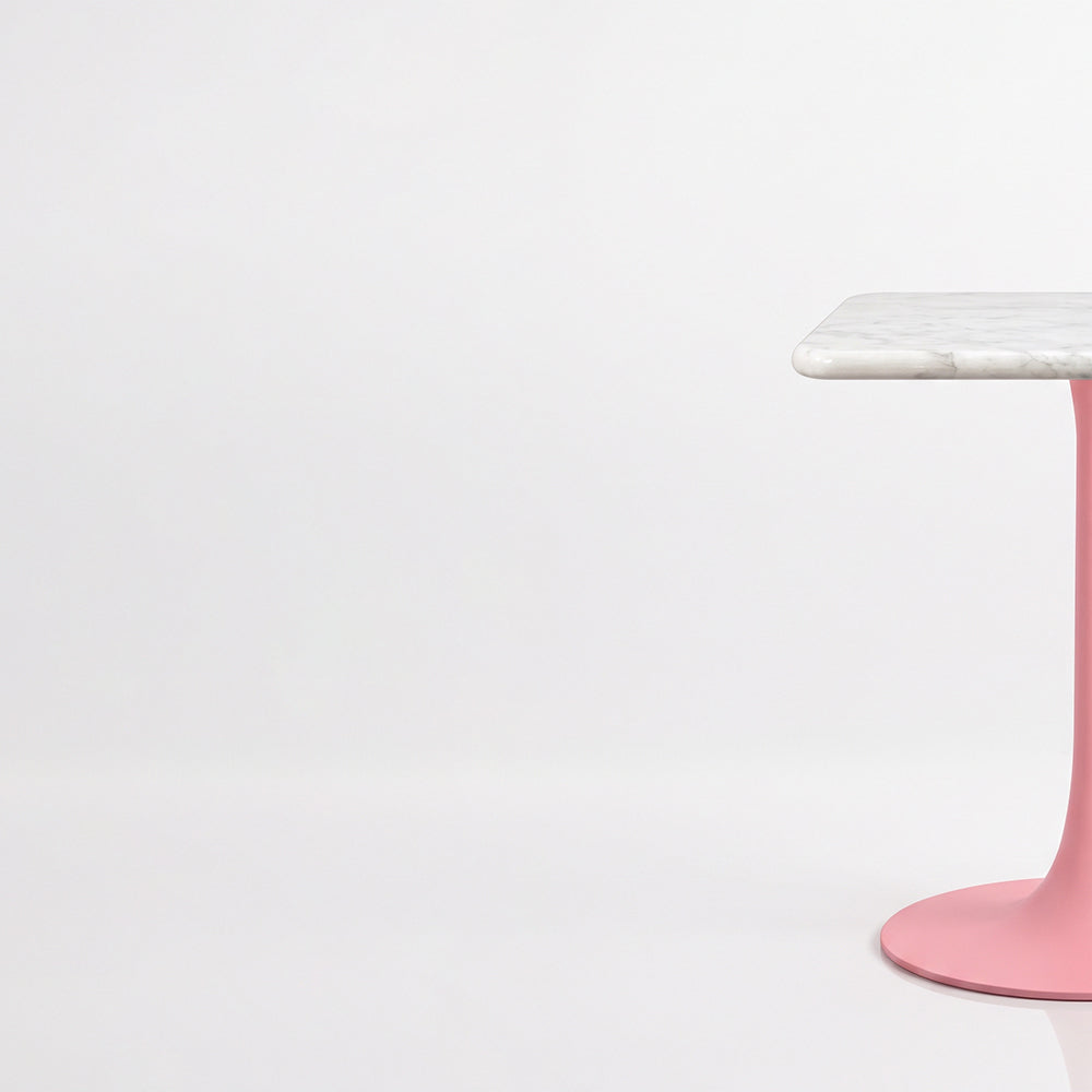 Isolde White Banswara Marble Restaurant, Cafe & Bistro Table with Metal Legs - Small