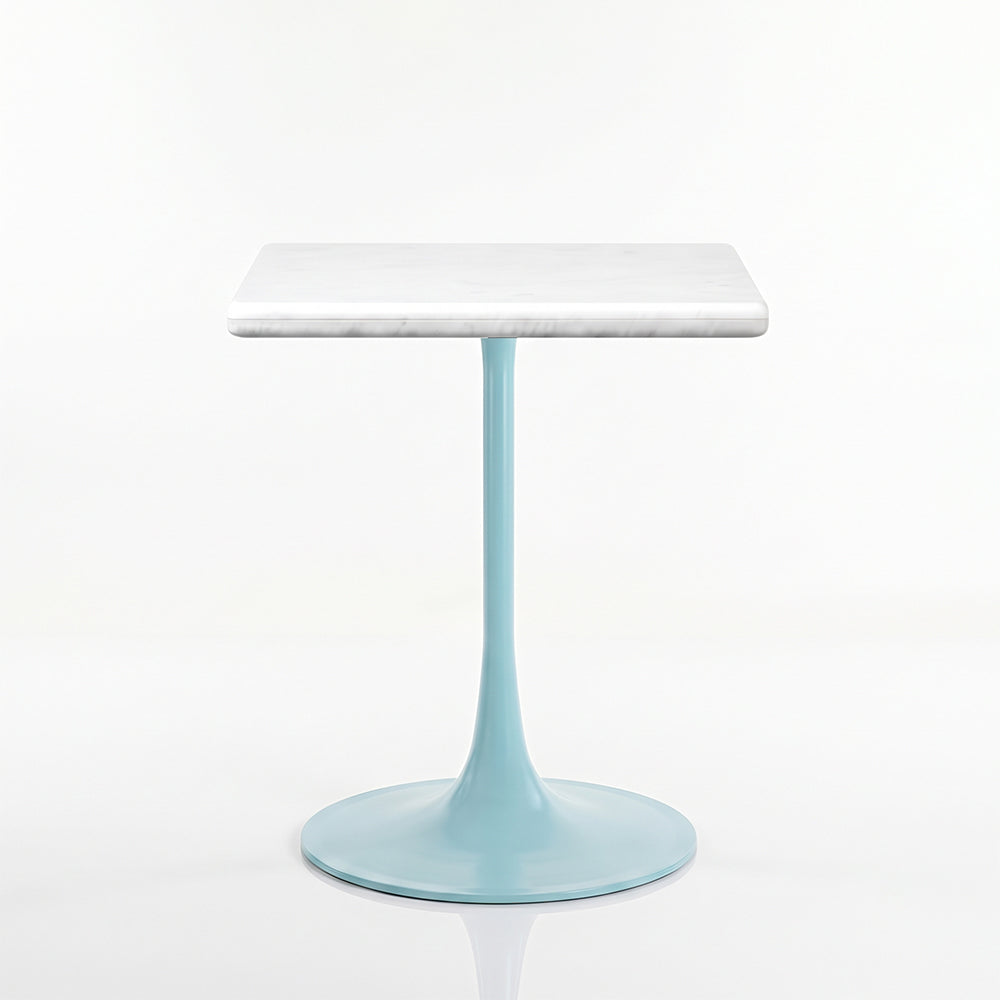 Florian White Banswara Marble Restaurant, Cafe & Bistro Table with Metal Legs - Small