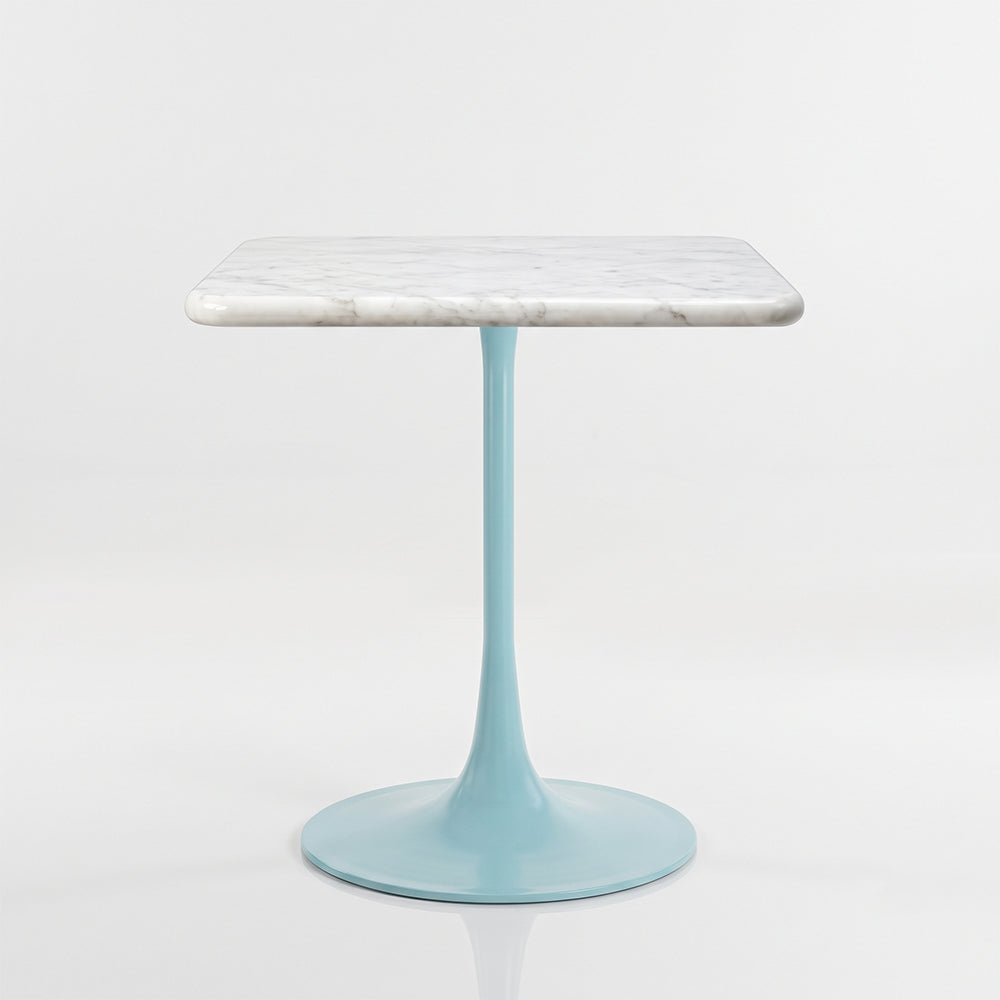 Hadrian White Banswara Marble Restaurant, Cafe & Bistro Table with Metal Legs - Medium