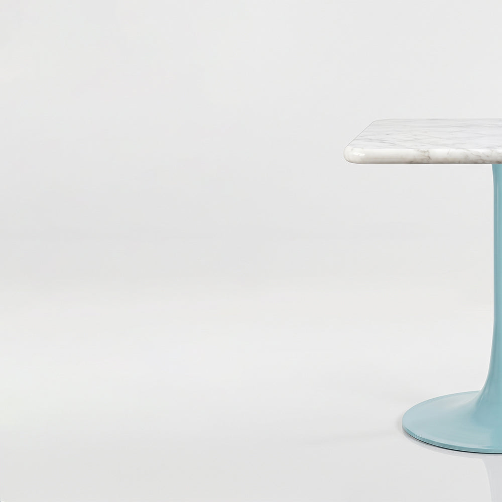 Hadrian White Banswara Marble Restaurant, Cafe & Bistro Table with Metal Legs - Medium