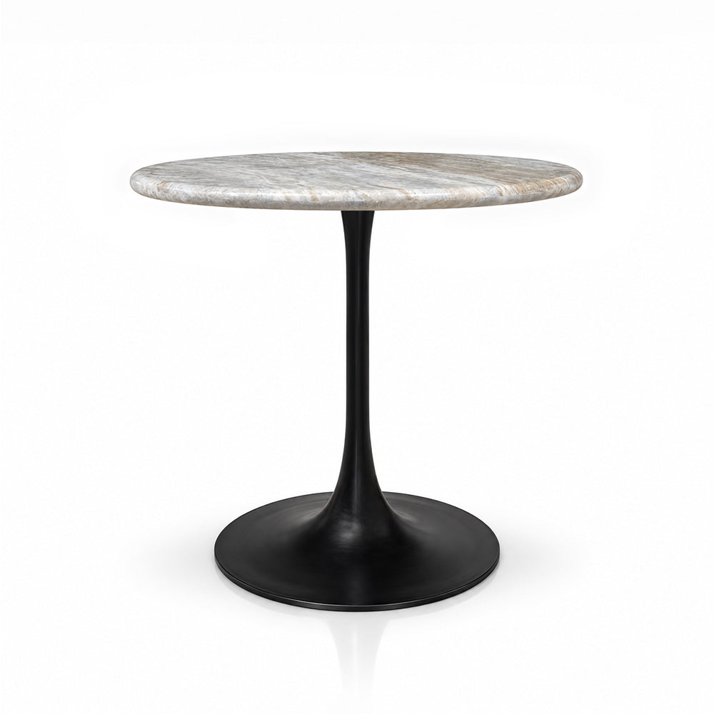 Elowen Sawar Marble Restaurant, Cafe & Bistro Table with Metal Legs - Large