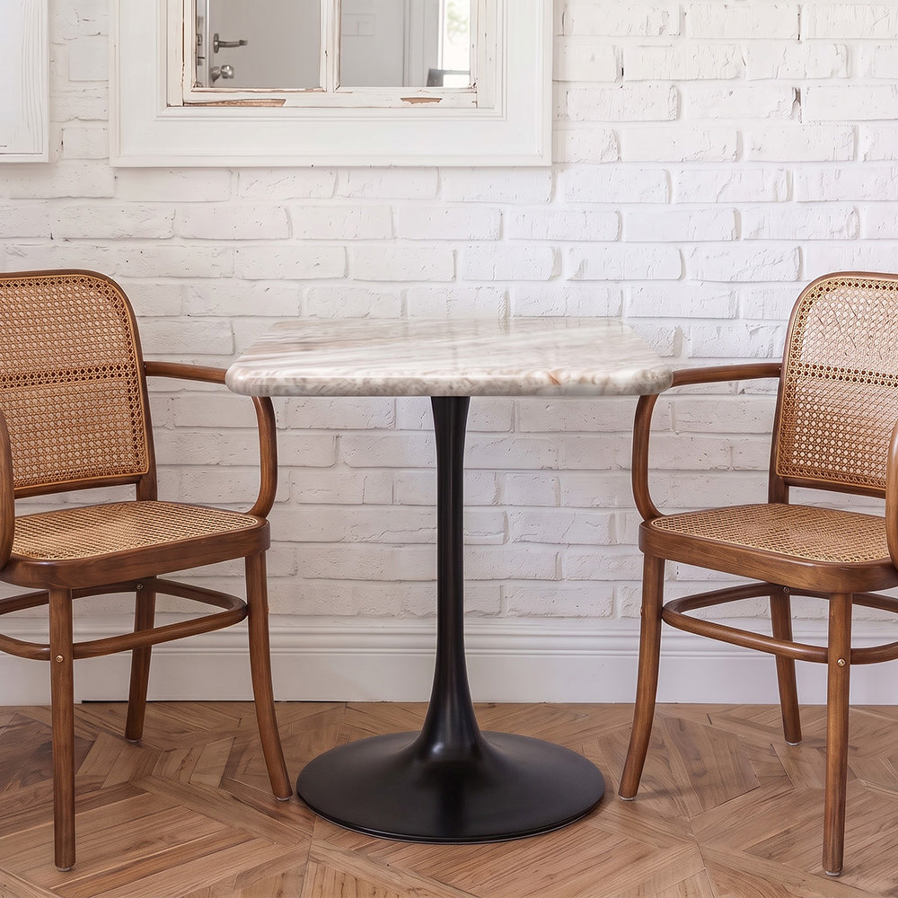 Dorian Sawar Marble Restaurant, Cafe & Bistro Table with Metal Legs - Medium