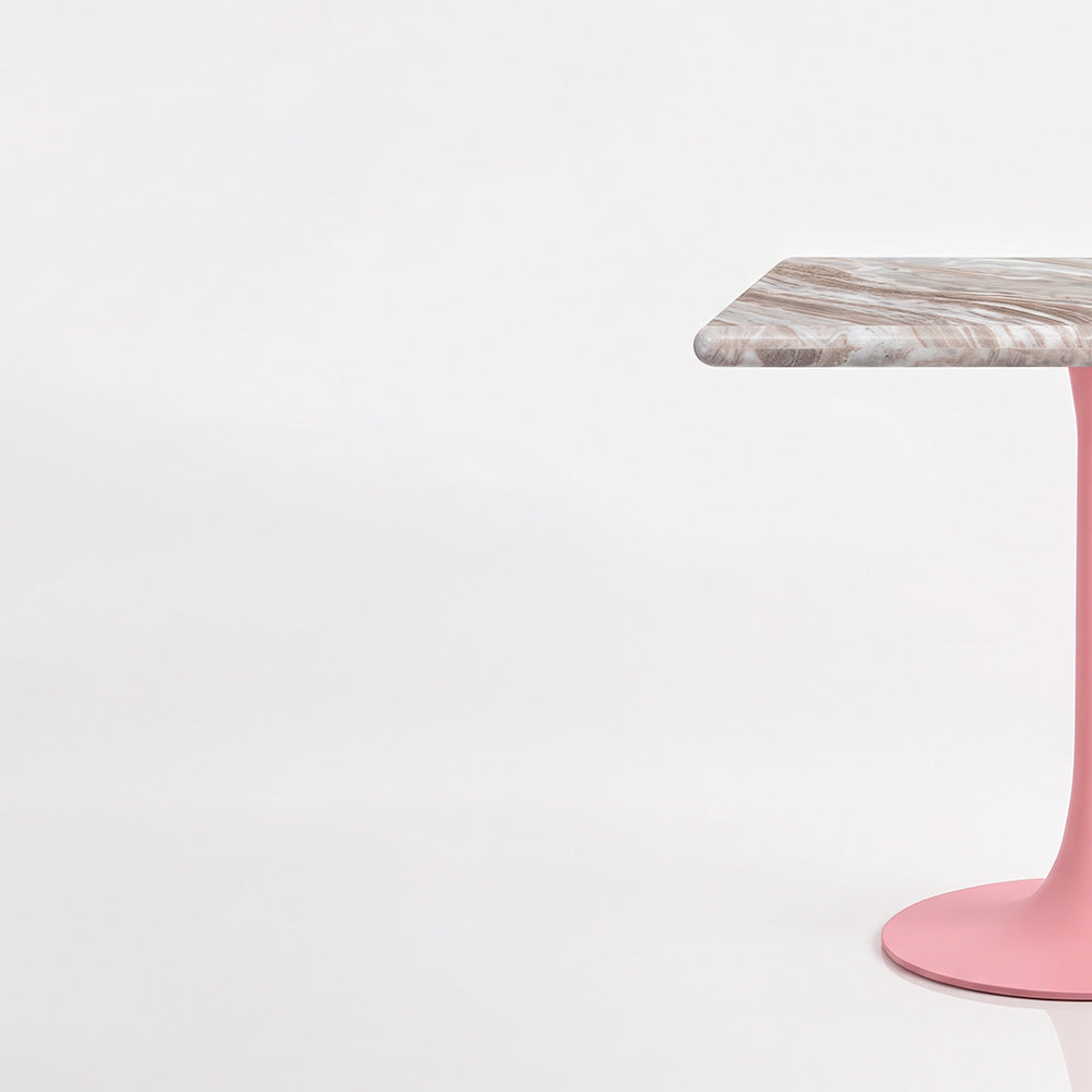 Alaric Sawar Marble Restaurant, Cafe & Bistro Table with Metal Legs - Large