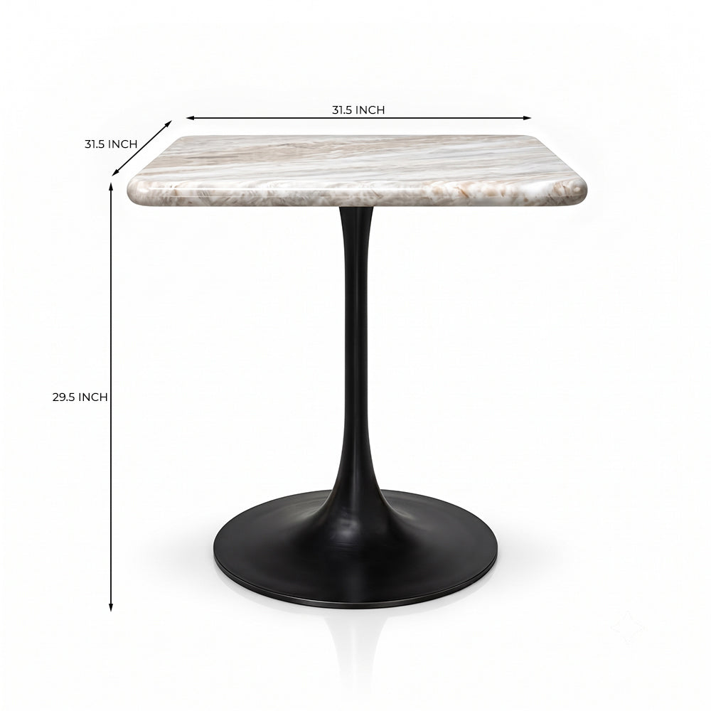 Dorian Sawar Marble Restaurant, Cafe & Bistro Table with Metal Legs - Large