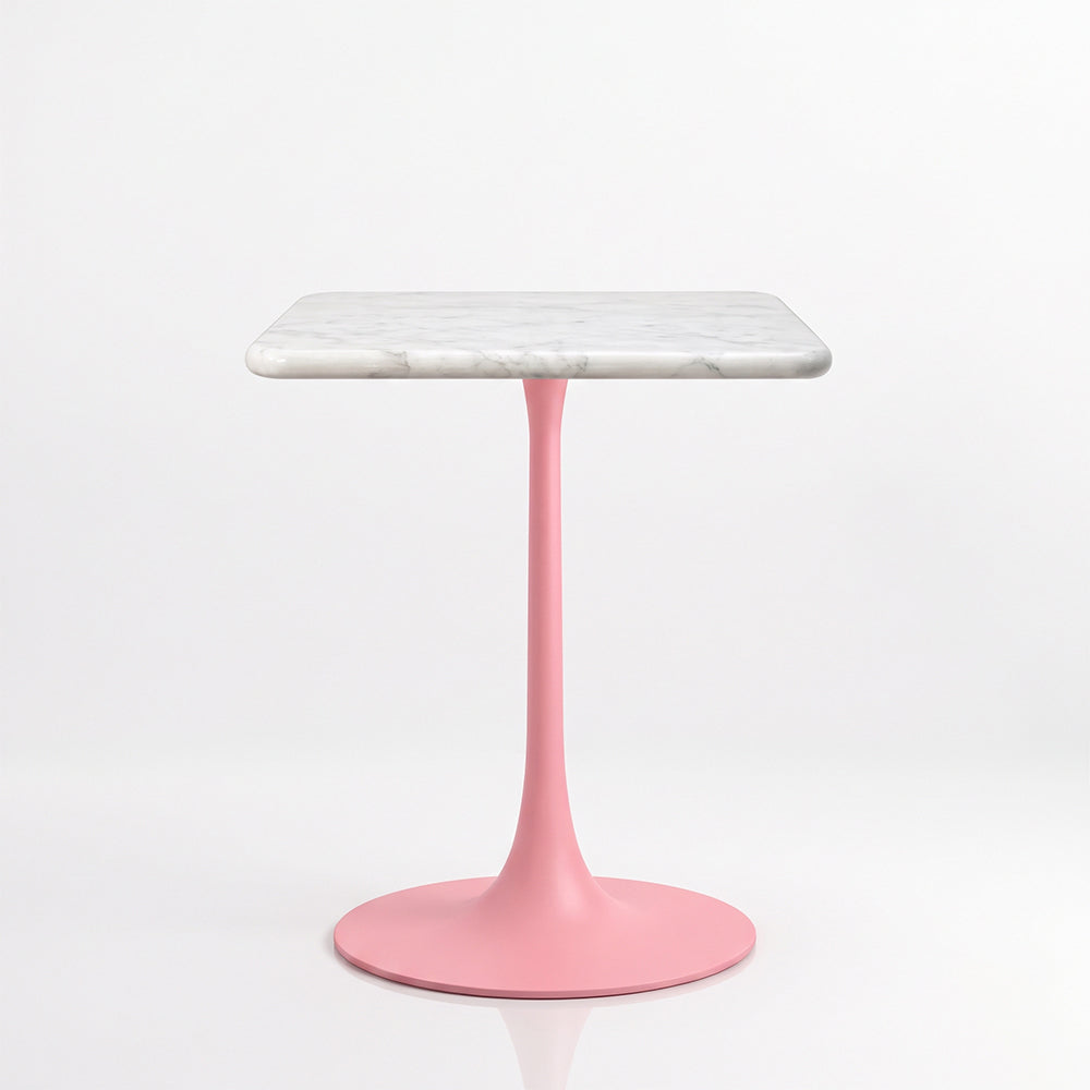 Isolde White Banswara Marble Restaurant, Cafe & Bistro Table with Metal Legs - Small