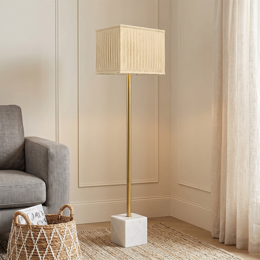 Felix White Banswara Marble Base Floor Lamp