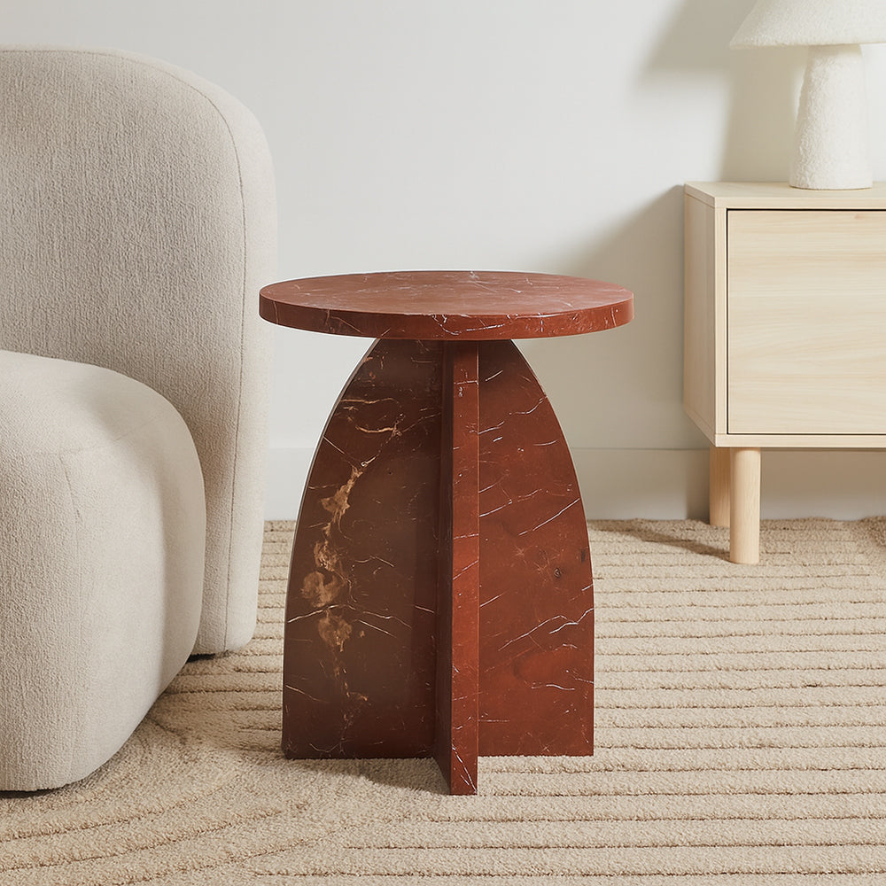 Summa Red Marble Accent Table