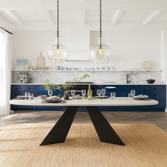 Bootsy Marble 8 Seater Dining Table with Iron