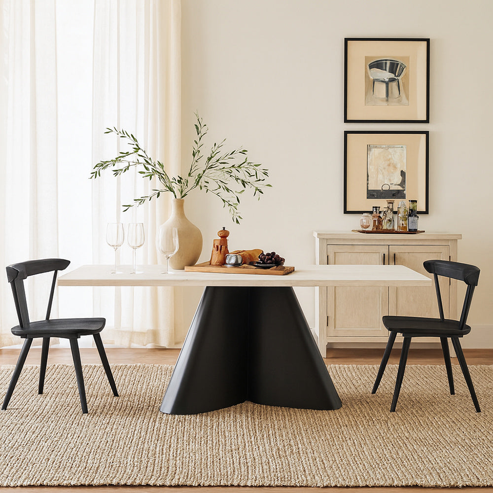 Chrome Marbel 8 Seater Dining Table with Iron - Black