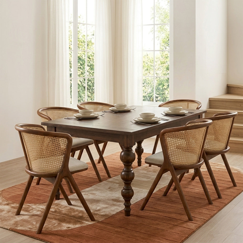 Baina Mango Wood 6 Seater Dining Table- 6 seater