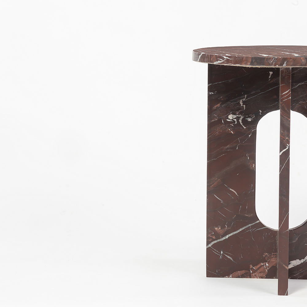 Red Marble Disclo Accent Table