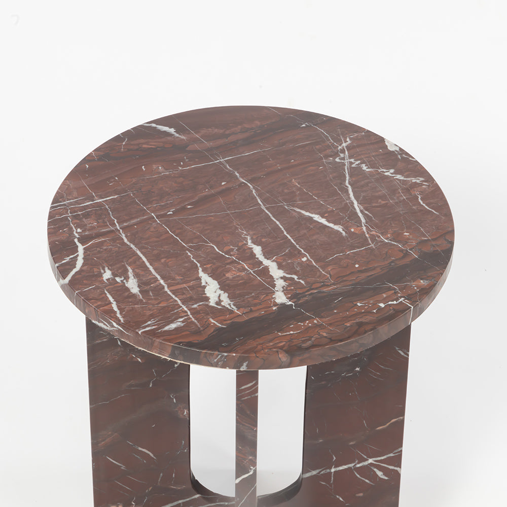 Red Marble Disclo Accent Table