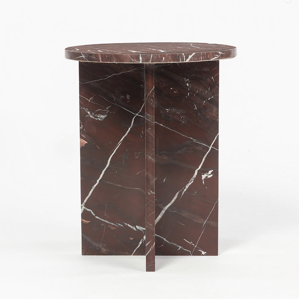 Red Marble Disclo Accent Table
