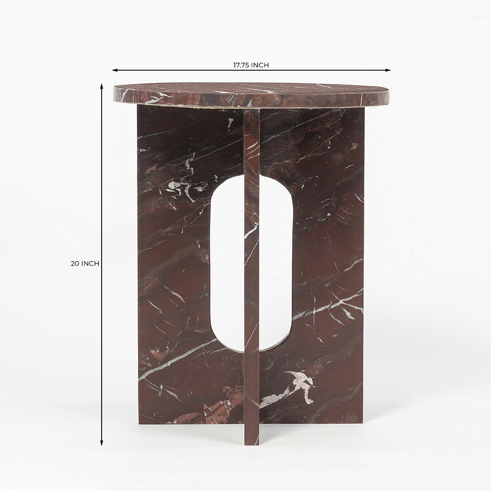 Red Marble Disclo Accent Table