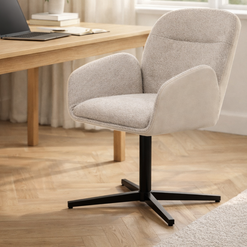Boucle Siko Dining Chair with Metal- Swivel