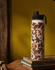 Moo & Bloom Stainless Steel Water Bottle In Brown Leopard Print
