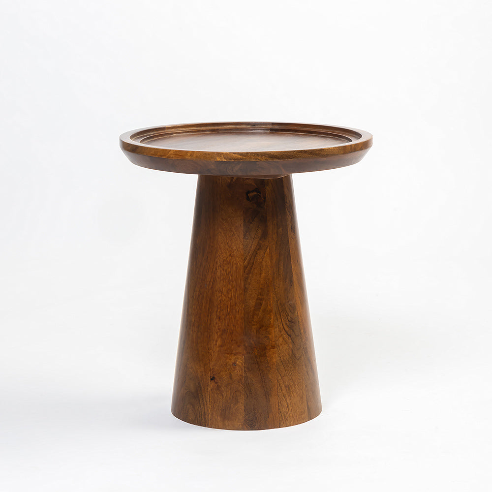 Brown Mango Wood Round Coffee Table - Small