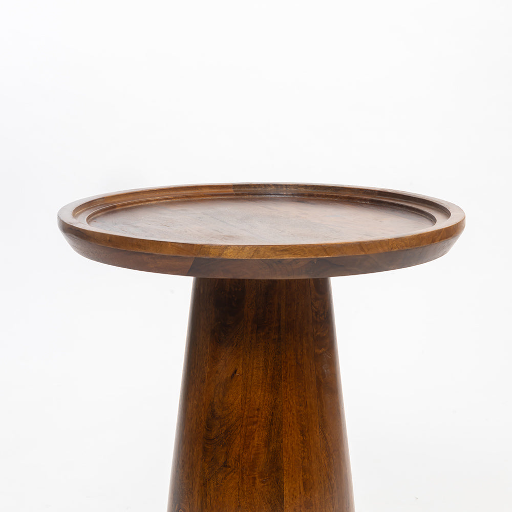 Brown Mango Wood Round Coffee Table - Small