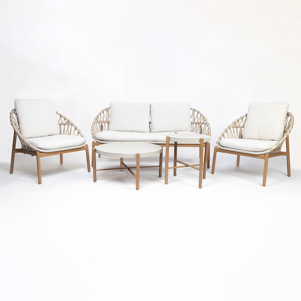 BreezeLine Outdoor 4 Seater Sofa Set - All Sofa Chair Table Big Table Small