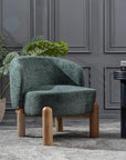 Velour Crest Chenille Wooden Armchair