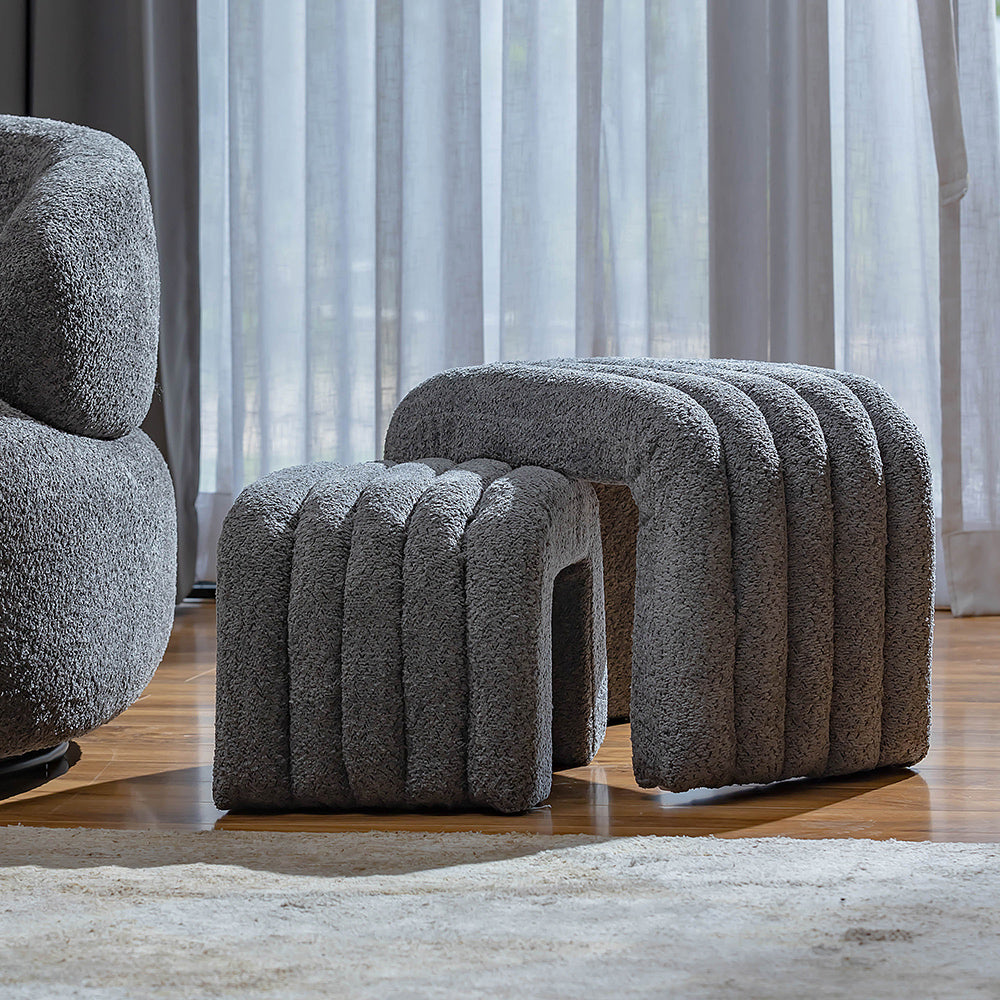 The Loo Boucle Pouf Bench - Grey