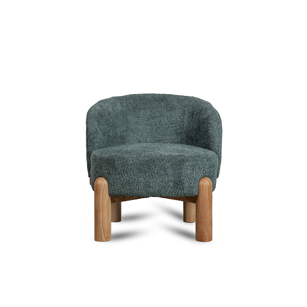 Velour Crest Chenille Wooden Armchair