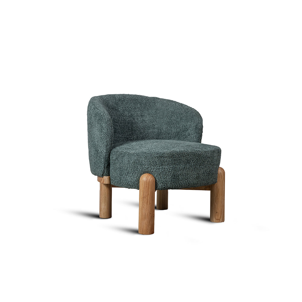 Velour Crest Chenille Wooden Armchair