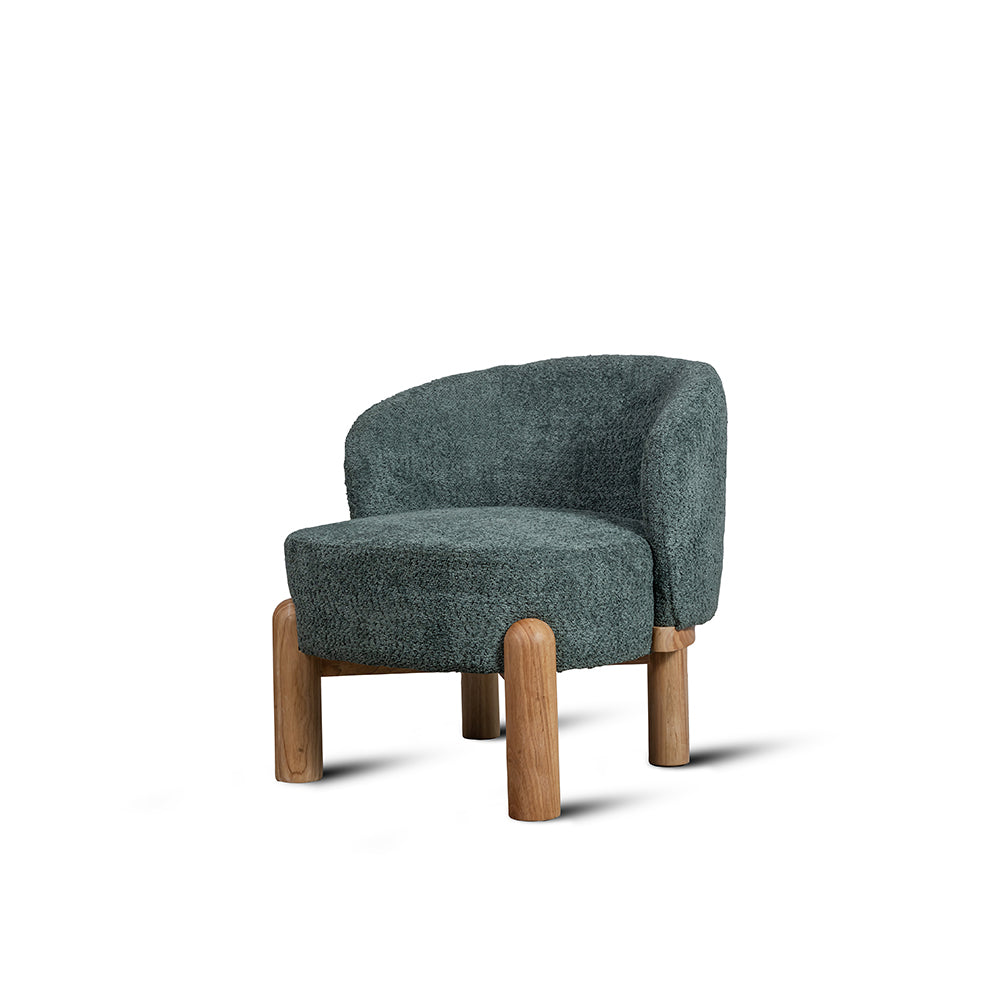 Velour Crest Chenille Wooden Armchair