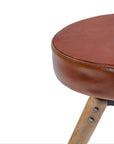 Wooden Carmen Leather Stool with Iron