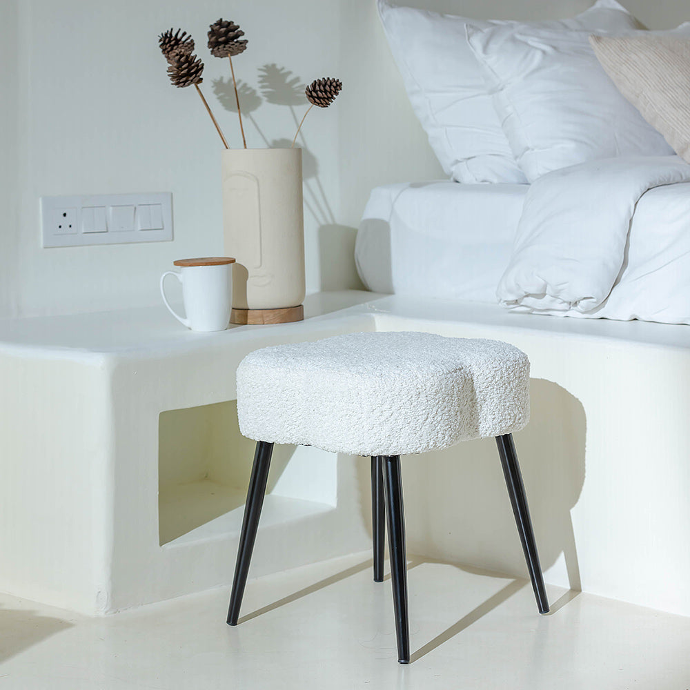 Olive Prestige Iron Stool - Cotton - White