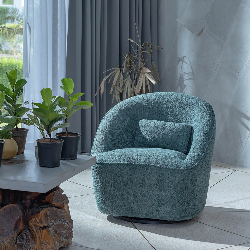 Emerald Boucle Swivel Chair - Dark Green